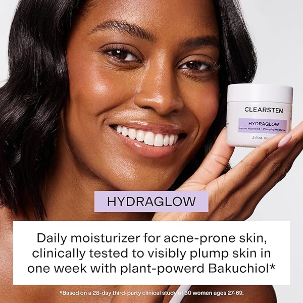 CLEARSTEM – HYDRAGLOW STEM CELL MOISTURIZER – BAKUCHIOL + SQUALENE – YOUTHFUL SKIN FACE MOISTURIZER – ALL SKIN TYPES – FACIAL SKIN CARE PRODUCTS – GLUTEN FREE, CRUELTY FREE – 2 FL OZ / 60ML