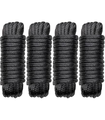 4 Cime Da Ormeggio Per Barche In Nylon Doppia Treccia - Diametro 1/2 Pollice, Lunghezza 15 Piedi
