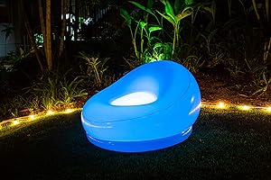 Air Candy by PoolCandy Illuminated LED Inflatable Chair, Accent Contemporary Lounge Chair for Living, Bedroom, Dorm, Patio Decor, Indoors or Outdoors, Waterproof, 120 Color Changing Options w/Remote