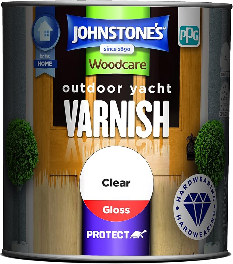 Johnstone's Woodcare Outdoor Yacht Varnish Clear 250ml - Durable Weather