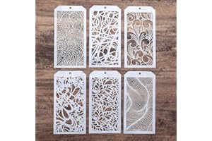 DIY Decorative Stencil Template for Scrapbooking Painting on Wall Furniture Crafts, Set of 6 (Leaf Flower#12)