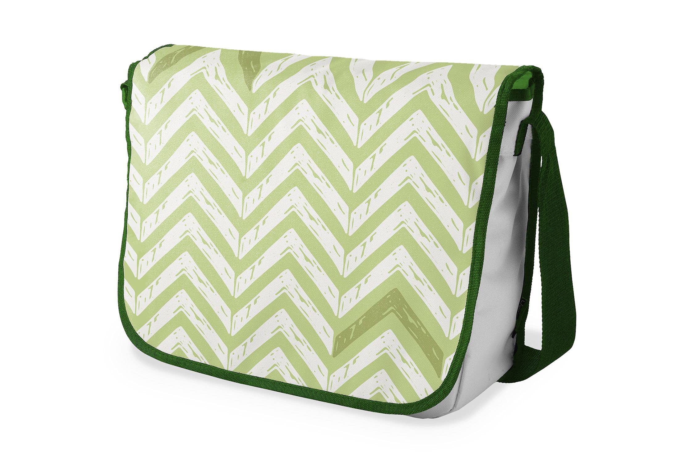 Bonamaison Digitally Printed Messenger School Bag with Khaki Strap for Students, Cross Body Bag, Courier Bag, Shoulder Bag for School, Back to School, Size: 29x36 Cm