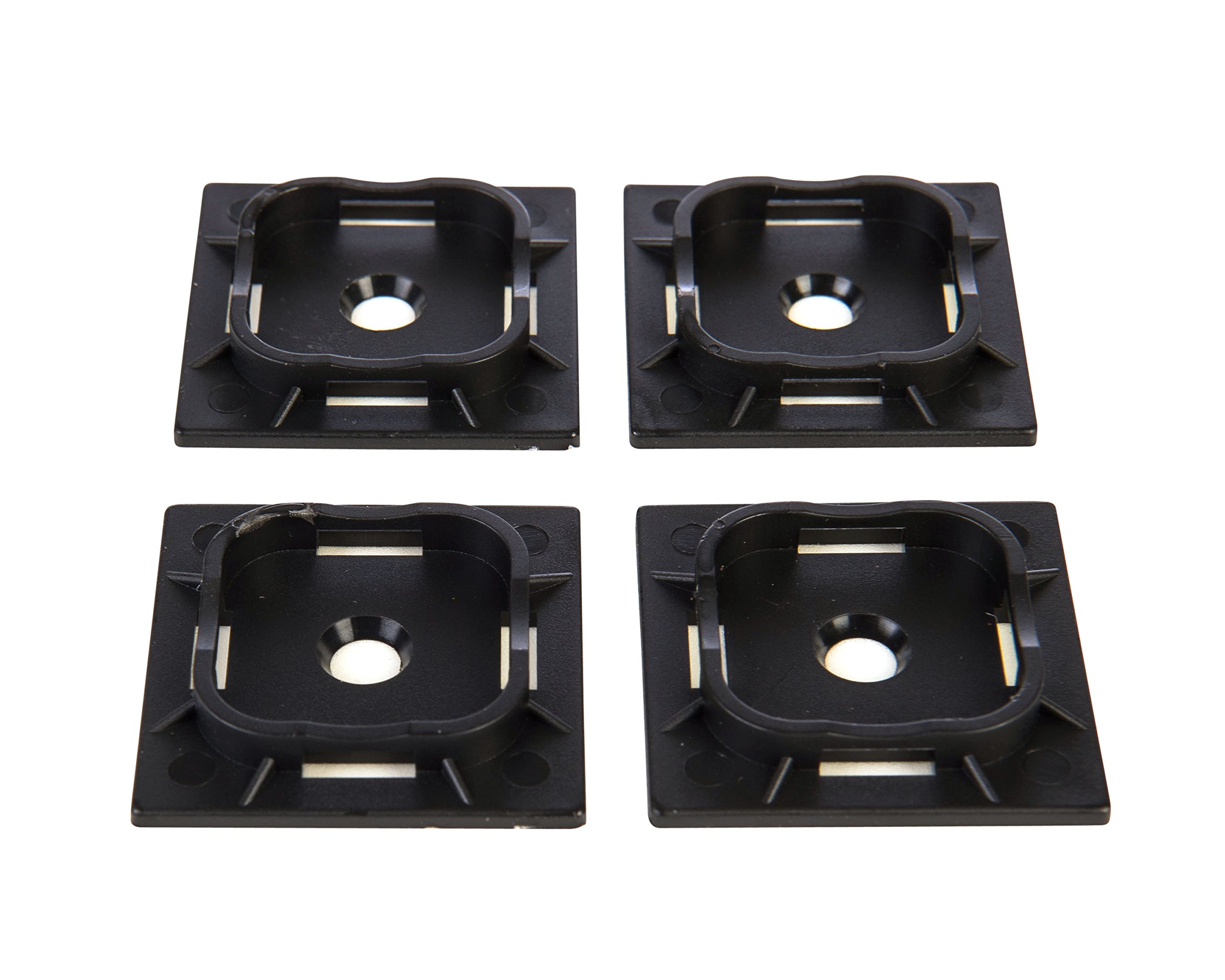 100 Pack of Black Cable Tie Bases - 40mm x 40mm - Premium Adhesive Fixing Mounts by Gocableties