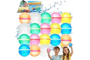 BADHACK Reusable Water Balloons for Kids - Summer Toys, Pool Beach Water Toys for Boys and Girls, Silicone Water Balloons Quick Fill Splash Balls Bomb Party Supplies Outdoor Idea with Mesh Bag (18 pcs)