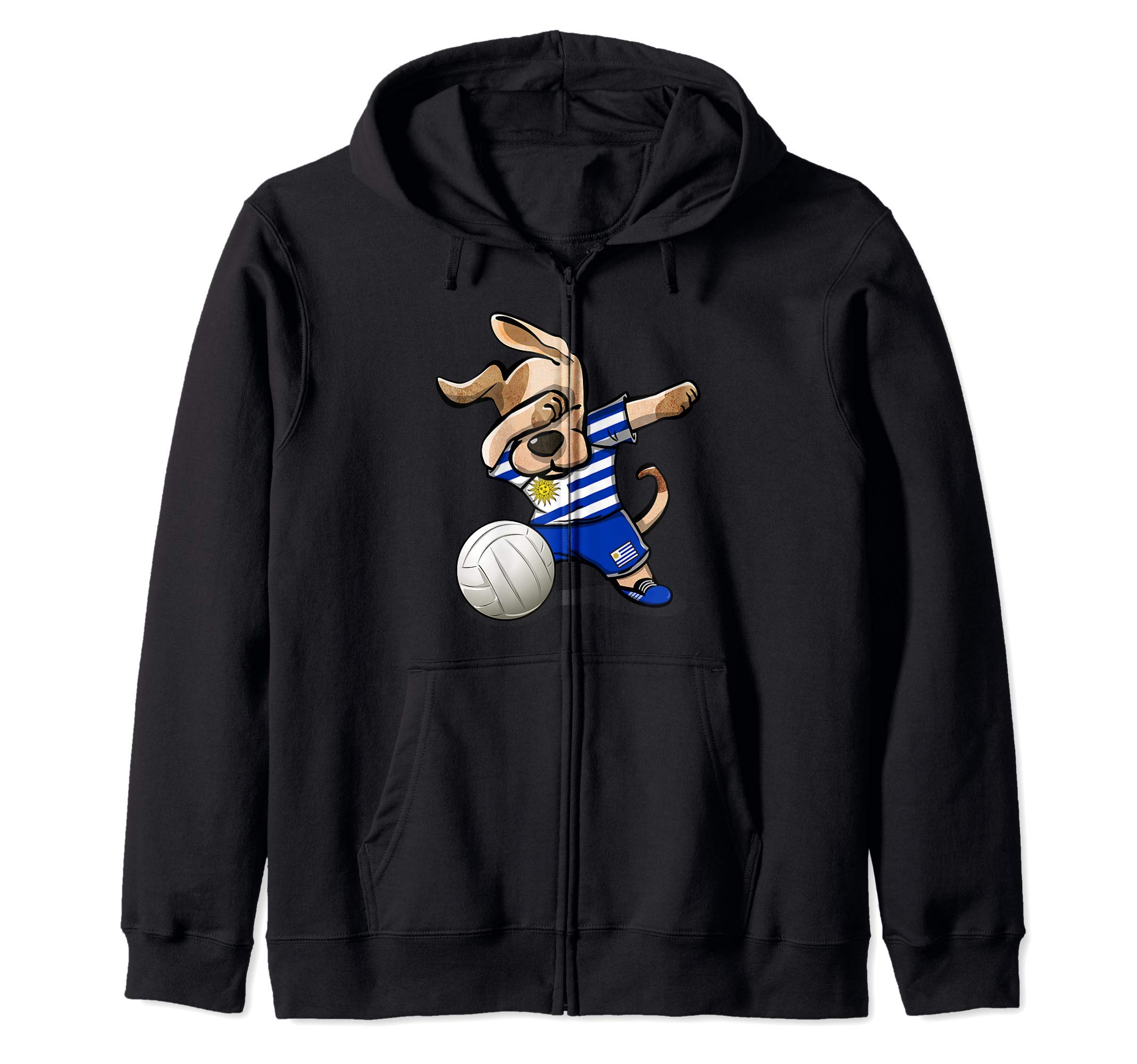 Dabbing Dog Proud Uruguay Volleyball Lovers - Uruguayan Flag Zip Hoodie