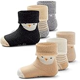 Baby Non Slip Warm Socks Baby Boys Thick Winter Socks with Grips for Baby Girls Non Skid Socks 6 Pack
