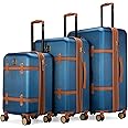Badgley Mischka Grace 3 Piece Polycarbonate-ABS Expandable Retro Luggage Set (Navy)