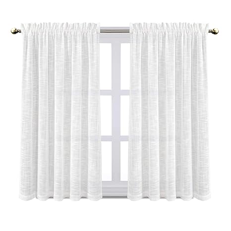 Buy Zceconce Off White Bedroom Window Curtain Set Linen Semi Sheer