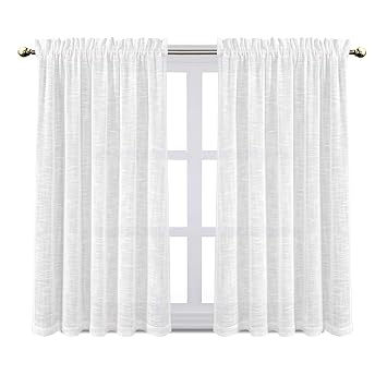 Amazon Com Zceconce Textured Linen Semi Sheer Curtains For