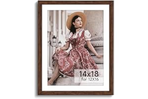 HLiWEGNS Dark Brown 14x18 Frame - Single Frame - Rustic Woodgrain 14x18 Poster Frame for Pictures 12x16 with Mat or Picture Frame Without mat for Wall Gallery Display