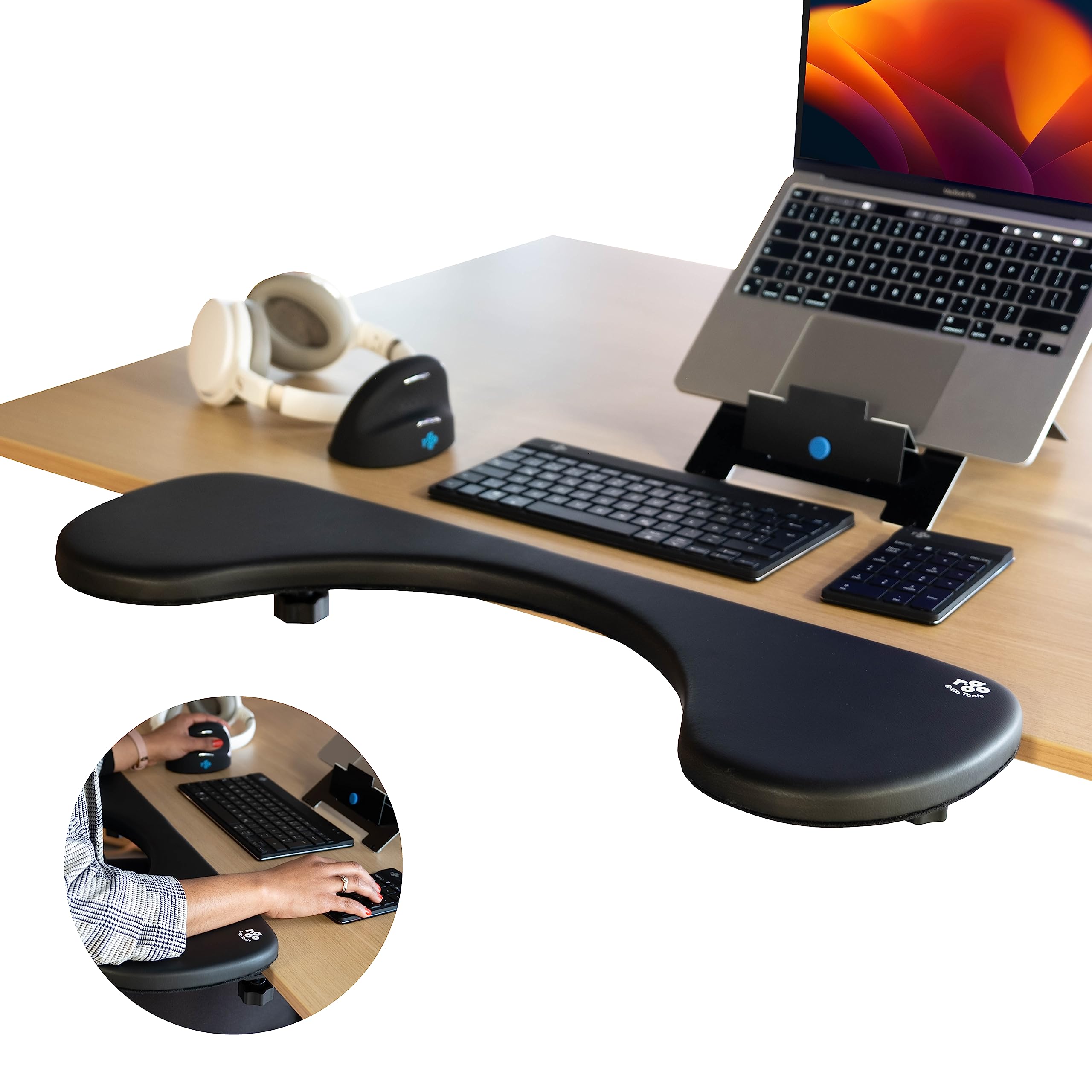 R-Go Tools RGOARMC - Ergonomic Armrest Black - Fits on any desk