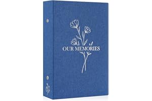 Lanpn Photo Album 4x6 300 Pockets, Linen OUR MEMORIES Hardcover Photobook Photo Book Holds 300 Horizontal Pictures Only Blue