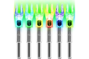KEAUP 6/12 Pack G Lighted Nocks for Arrows with .165 .204 .233 .244 .246 Inside Diameter with X, H, S, GT Bushings High-Visibility LED Arrow Nocks, ON/Off Switch Included