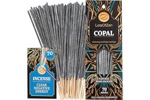 LOTS OF ZEN Copal Incense Sticks (70 Pack) – Long Burning White Copal Resin Smudge Kit for Cleansing, Meditation, Rituals & Home Energy Refresh