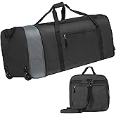 Finnhomy 100L Foldable Rolling Duffel Bag with 2 Wheels, Light Weight Travel Duffel bag with Large Loading Capacity, 32 inch Rolling Duffel bag with Shoulder Strap for Travel Camping Sports