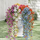 Storizephyr Artificial Hanging Flowers for Outdoors, 6 Pcs Fake Plant for Spring Summer Decoration, UV Resistant Realistic Silk Faux Flowers Outside Indoor Planter Porch Patio Balcony Yard Decor