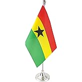 GentleGirl.USA Ghana Table Flag, Stick Small Mini Ghanaian Flag Office Table Flag on Stand with Stand Base, International Festival Decoration,Ghanaians Theme Party Decoration,Home Desk Decoration