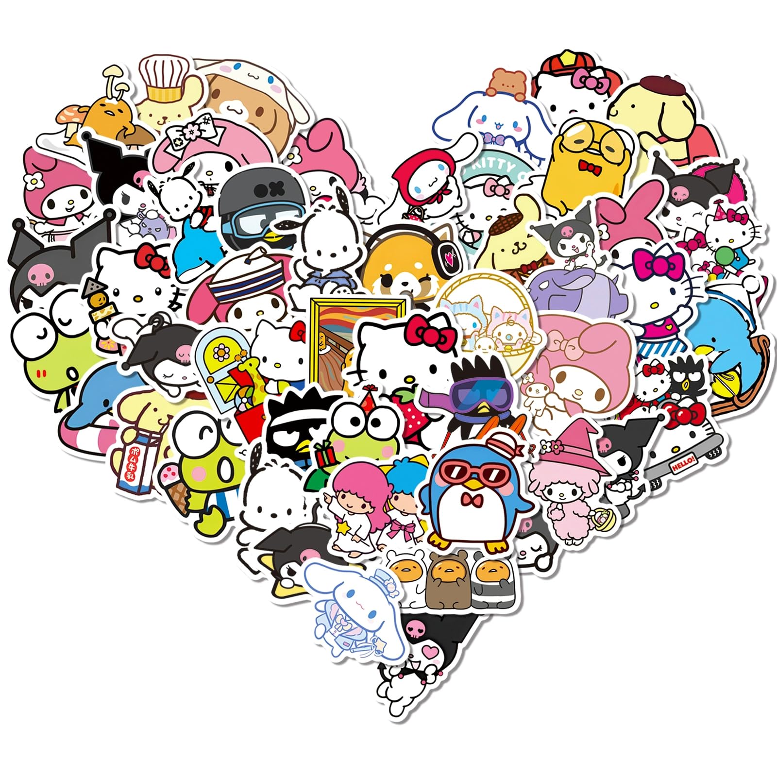 Photo 1 of   My Melody and Kuromi Stickers, Hello Kitty Kitty Stickers Pompompurin Keroppi Sticker, Cute Sticker Japanese Kawaii Decals for Kids Teens Adults((XSLO)