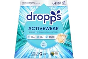 Dropps Activewear Biobased Power Laundry Detergent Pods, Crisp Breeze (64 Count) - Laundry Pods Fights Tough Stains & Odors, Sweat & Dirt - HE Compatible Laundry Supplies for Clean Clothes