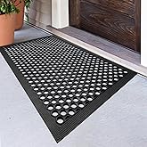 BEHERO Rubber Outdoor Mat, 36 x 24 inches Anti Fatigue Rubber Floor Mats, Non-Slip Front Door Mats Entrance, Heavy Duty Pool Mat Outside for Entryway, Garage Doormat Waterproof, Black