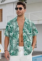 HISDERN Hawaiian Shirt for Men Short Sleeve Button
