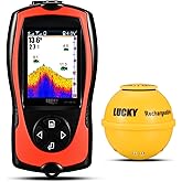 LUCKYLAKER Portable Fish Finder Transducer Sonar Sensor 147 Feet Water Depth Finder LCD Screen Echo Sounder Fishfinder with F