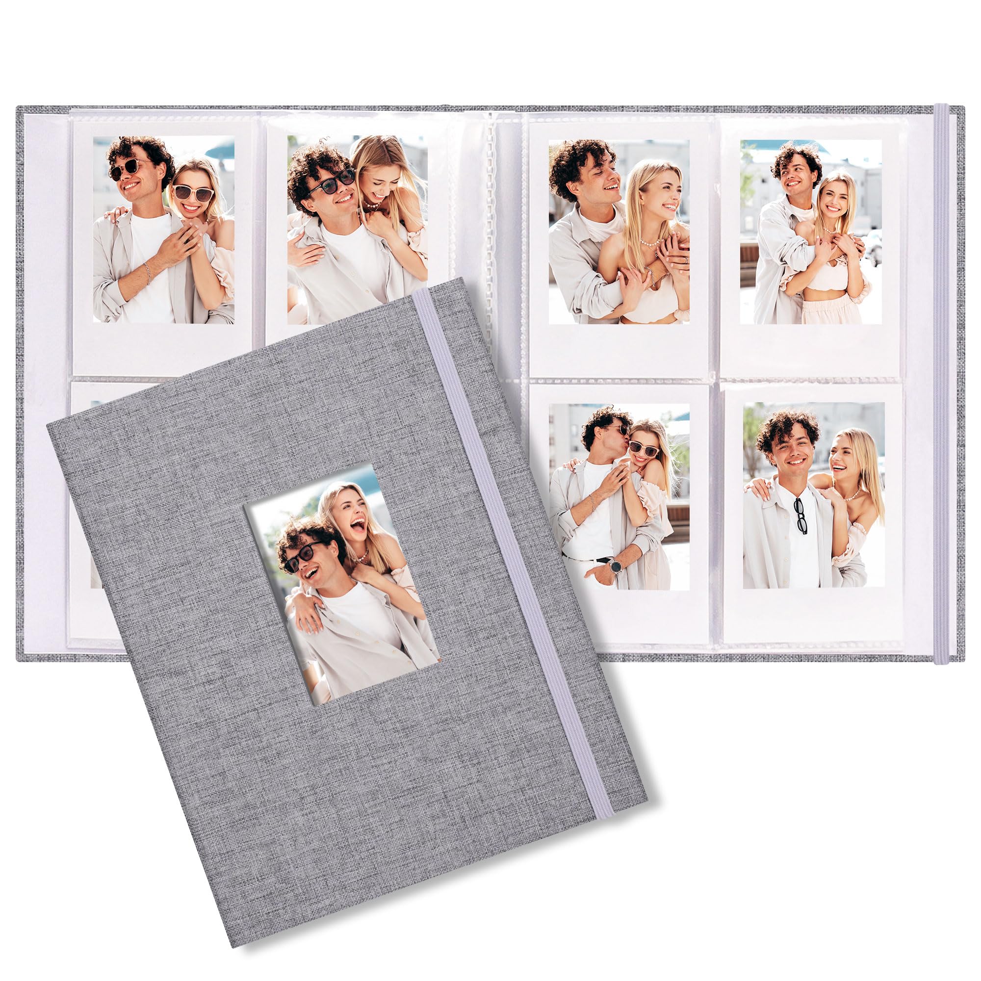 Vienrose Mini Polaroid Photo Album Book 208 Photos 2x3 Inch Pictures for Fujifilm Instax Mini 7s 8 9 11 25 26 40 50s 90 Evo Z2300 Instant Camera, Polaroid Snap Gray 1 Pack