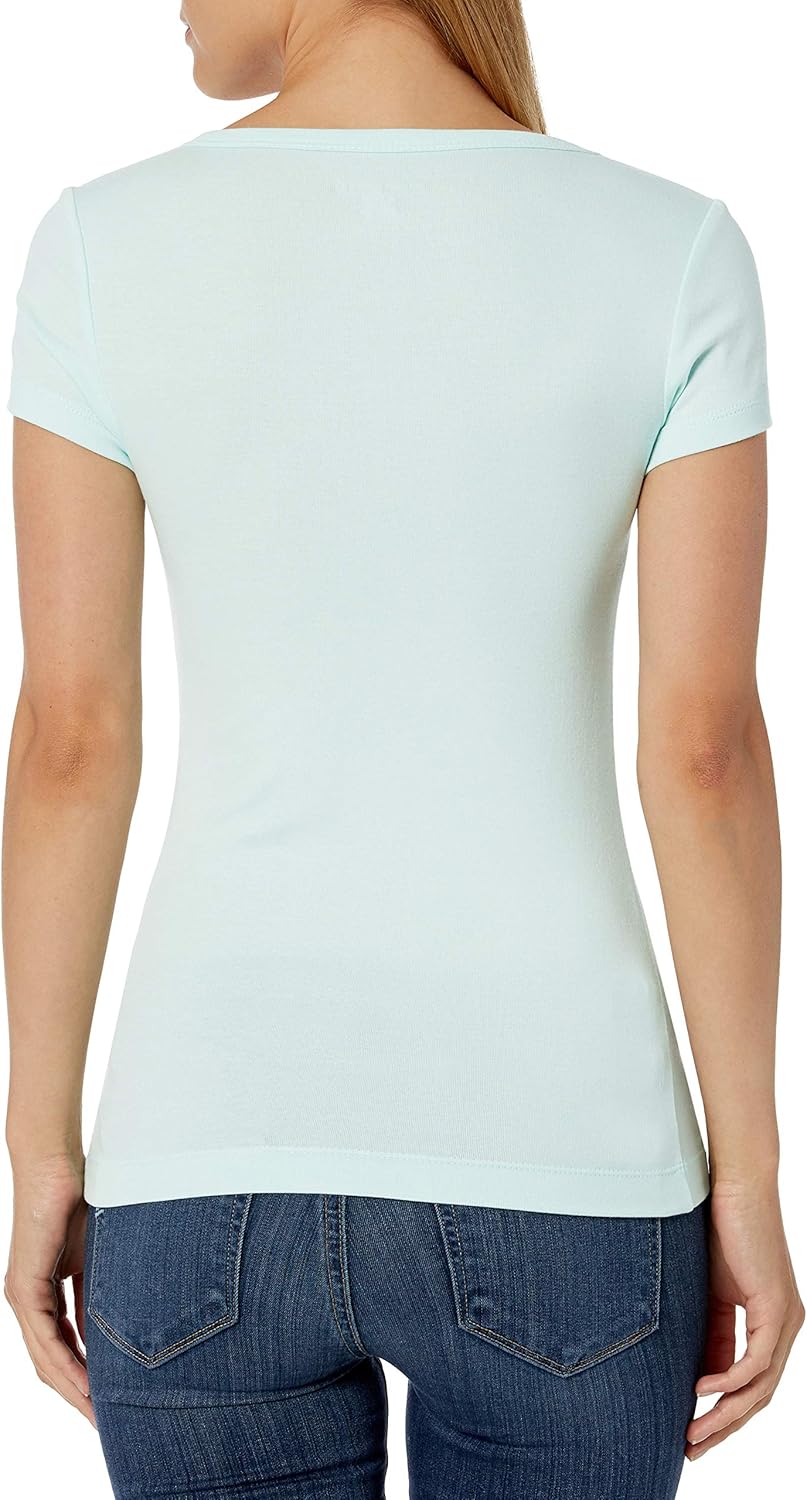  Essentials Women's 2-Pack Slim-Fit Cap-Sleeve Scoopneck T-Shirt: Clothing