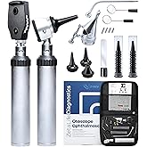 Zyrev Otoscope Oph Diagnostic Set - 36 Piece Medical and Nursing Student Otoscope/Opthalmoscope Diagnostic Kit - with Leather Case for Educational and Professional Settings (Regular)