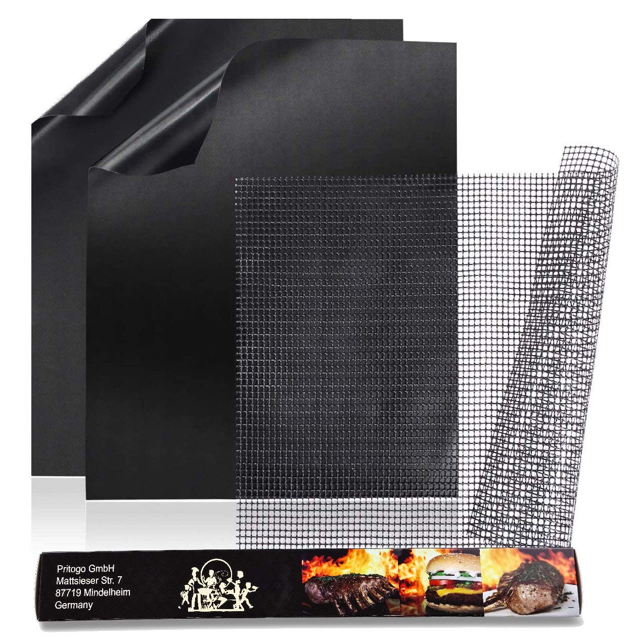 Pritogo AR2039XX01X 3-Piece Grill mat, Teflon, Black