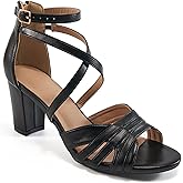Ecetana Womens Heels Sandals Dressy: Chunky Strappy Block High Heels for Wedding Party Summer Comfortable Walking Shoes