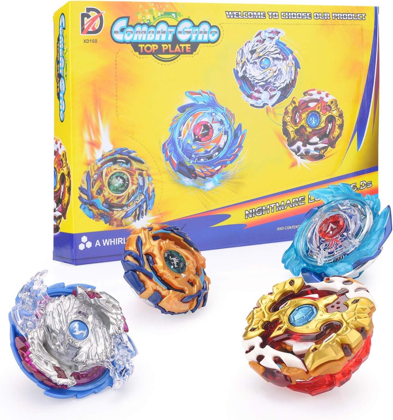 Colmanda Gyro Battle 4Pcs 4D Gyro Set Evolution Attack Pack for Battling Top Game Classic Toys for Kid