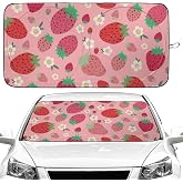 Strawberry Car Windshield Sun Shade Foldable Sunshade Front Window Cover Sun Visor Protector Accessories (59x27.5 inches)