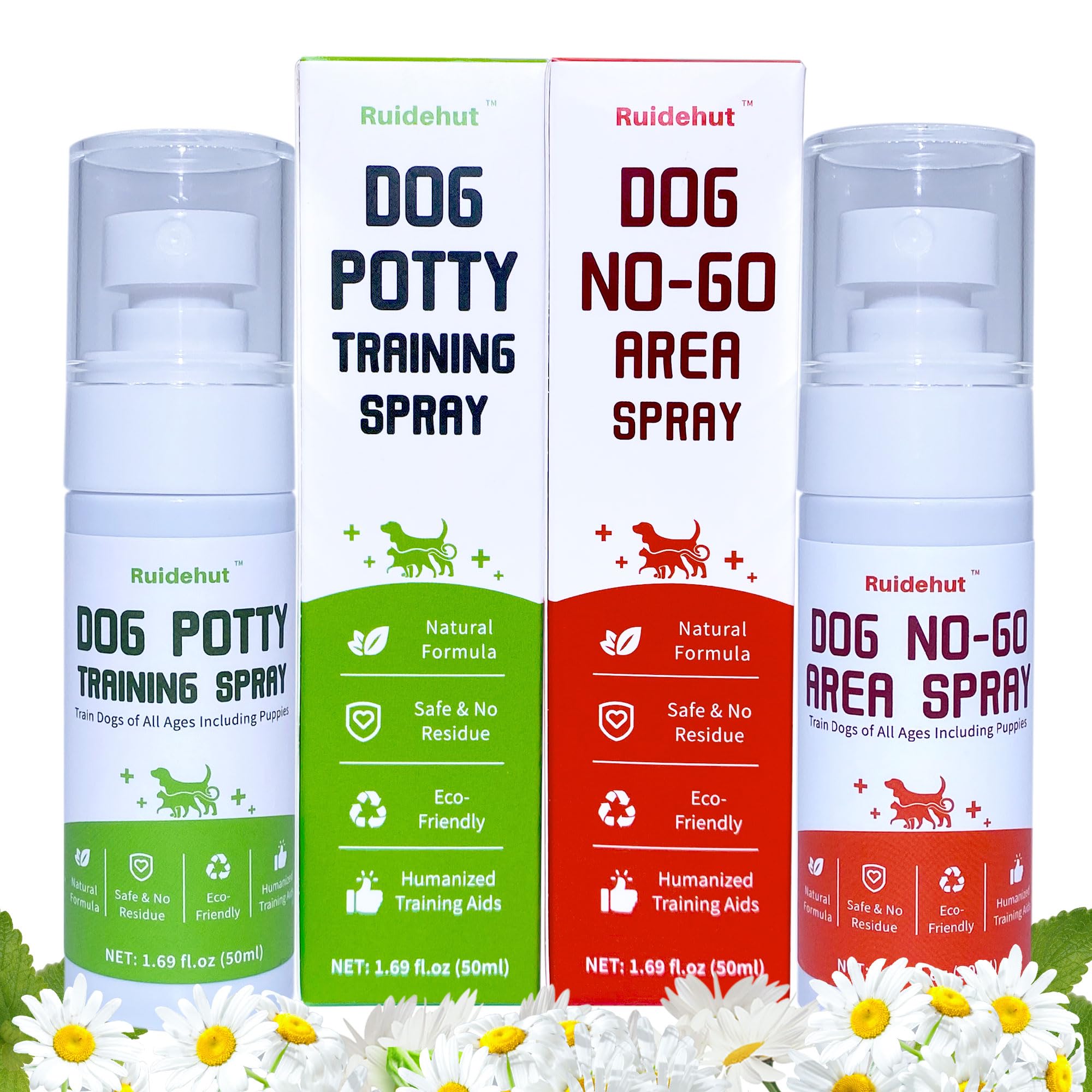 Photo 1 of Ruidehut Dog Potty Training Spray & NO-GO Area Spray | Helps Train Puppies & Dogs Where to Potty | Dog Pee Training Spray | Suitable for Indoor & Outdoor Use | (1.6 Fl Oz Spray Set)