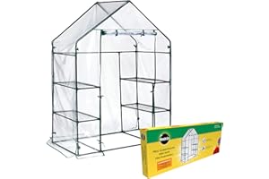 Miracle-GRO 4'8" x 29" x 6'5" Outdoor Mini Walk-in Greenhouse Plant Tent, All-Season Small Walk-in Plant Growth Accelerator with 4 Wire Shelves, Clear