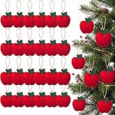 24 Pcs Red Apple Ornaments for Christmas Tree, Felt Apples Hanging Decor | 2.76