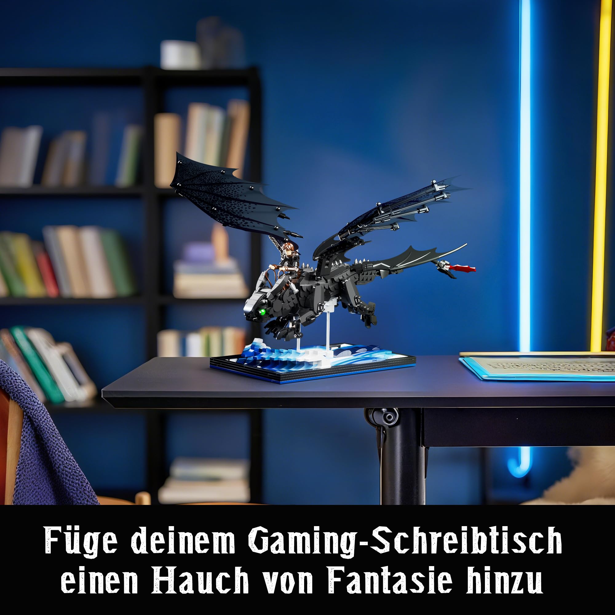 VEPOWER Nachtdrache Bauspielzeug Geschenkidee für Kinder & Erwachsene, Kreatives Deko-Set für Wohnzimmer & Büro, Geschenkidee für Junge ab 10+ (940 Teile) 3