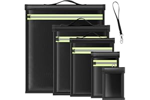 UKQRRTC Faraday Bags for Laptops & Tablets, 5 Pack Faraday Cage with Handle & Reflective Strip, Fire and Water Resistant, Qua