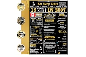 18th Birthday Cards, 18th Black Gold Birthday Decorations, Best 18 year old Birthday Gifts for Girls Boys, Happy Birthday Car