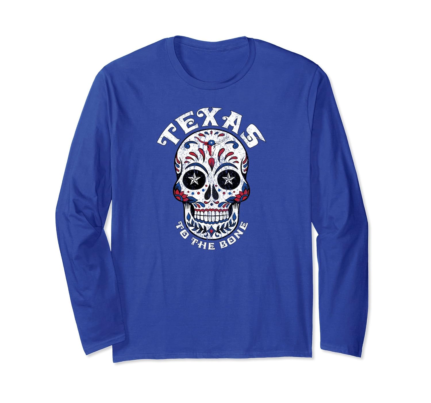 Texas to the Bone Bull Flag Long Sleeve T-shirt-anz