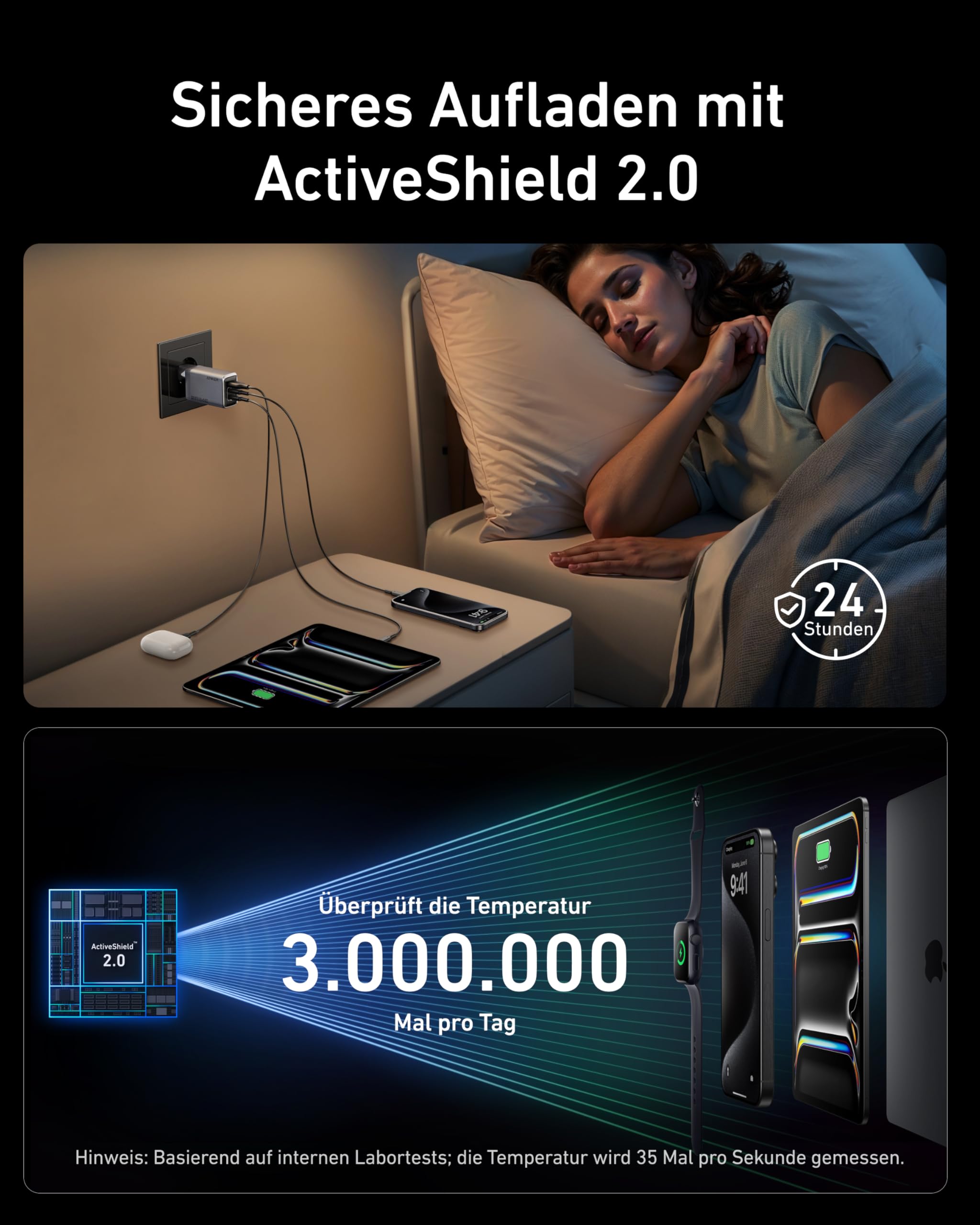 Anker Prime Ladegerät, 100W USB C Ladegerät, 3 Port GaN faltbares und kompaktes Anker Wandladegerät, für MacBook, iPad, iPhone Modelle iPhone 17/16/15 Series, Galaxy S24/S23 und mehr 5