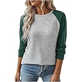 winkbay Women's Plus Size Color Block Sweatshirt Fall Vintage Raglan Long Sleeve Crewneck Casual Pullover Tops