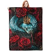 VANZEV Enchanted Snake with Crown Blanket Gifts for Women, Snake Theme Flannel Blanket, Soft Warm Lightweight Throw Blankets for Bedding Sofa Couch Home Travel Decor 50" x 60"