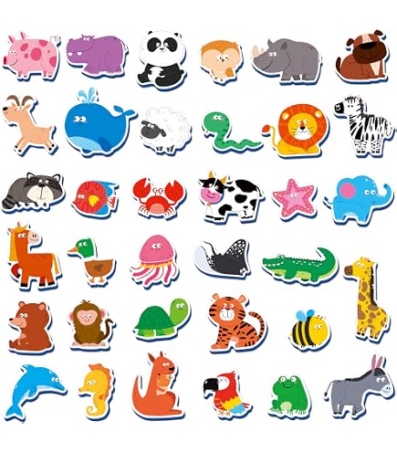 Lettres Magnétiques Alphabet Animal – 26 Aimants Réfrigérateur Colorés En Papier – Jouet Éducatif Maternelle – Reconnaissance Des Lettres Et Animaux