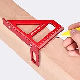 Draxzor Mini 3D Multi Angle Measuring Ruler, Precision Carpenter Square | Imperial Aluminum Alloy Miter Triangle Square, 45/90 Degree Drawing Line Ruler for Woodworking &amp; Layout