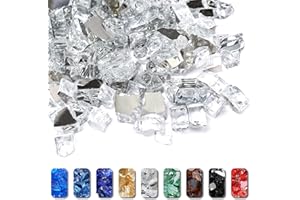 GRISUN 20 Pounds White Fire Pit Glass - 1/2 Inch Reflective Tempered Fire Glass Rocks for Natural or Propane Fireplace, Safe for Outdoors and Indoors Firepit, High Luster