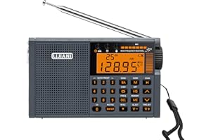 New Shortwave Radio AIR/VHF/AM/FM/SW/Weather Bands Transistor with TF Card/Flashlight,Key Backlight, Digital Record, Alarm Cl