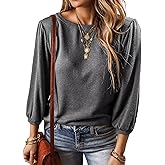 Flamingals Round Neck 3/4 Length Sleeve Shirts Tops for Women Dressy Casual Loose Relax Fitted Shirts Tops