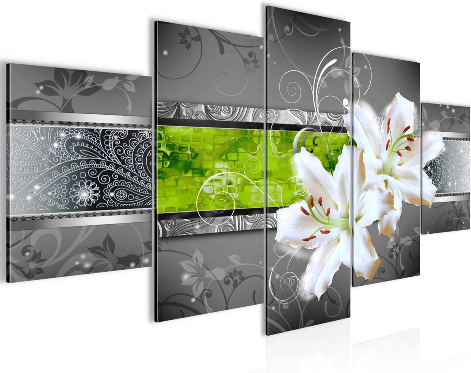 Amazon.de: Bilder Blumen Lilien Wandbild 200 x 100 cm Vlies - Leinwand