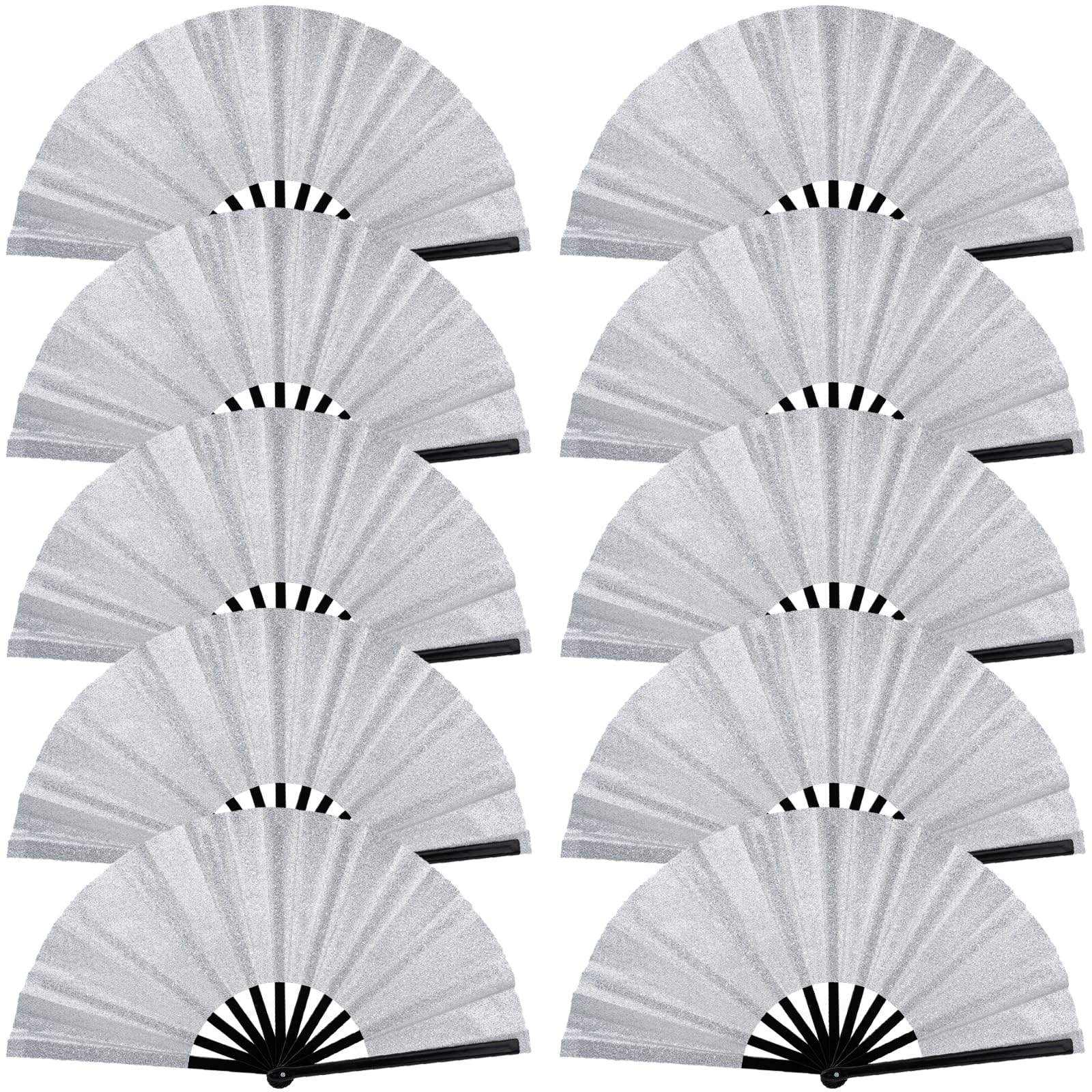 Photo 1 of 10 PCS Boots on The Ground Fan, Clap Fans for Line Dancing, 13" Glitter Large Rave Fans,Folding Clack Handheld Foldable Hand Fan for Dance, EDM Music Festivals & Parties(Silvery)